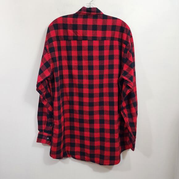 Woolrich red & black buffalo check traditional flannel shirt men's size large - Picture 3 of 7